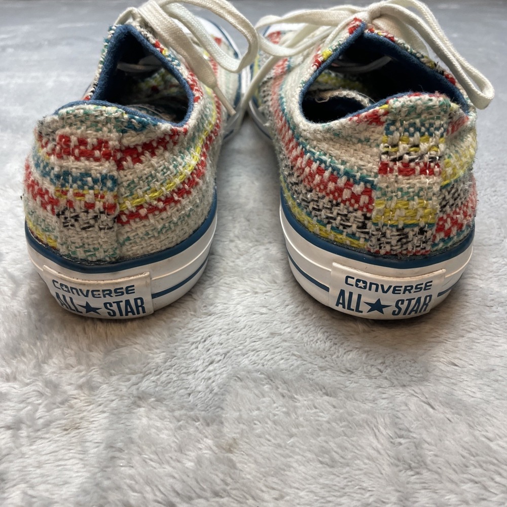 Converse All Star Womens Tweed Sneakers Sneakers Sz 9 Red Yellow Stripe Low Top - Picture 4 of 8